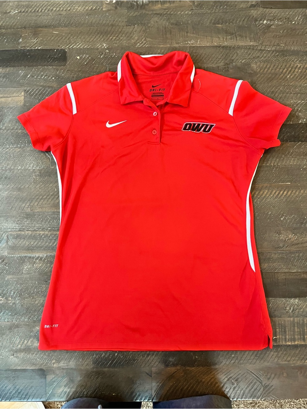 Nike Women's Ohio Wesleyan University OWU Battling Bishops Dri-FIT Polo Red L